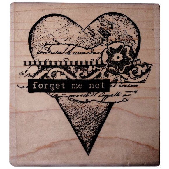 Forget Me Not Heart Rubber Stamp By Stampington & Company - Picture 1 of 5